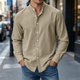 thumbnail image 6 of Gamivast Dress Shirts for Men Stand Collarlong Sleeve Button Down Blouses Casual Slim Fit Solid Tops Lightweight Work Office Outfits Khaki XXL, 6 of 6