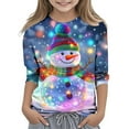 thumbnail image 2 of YUNAFFT Girls Christmas Print Casual 3/4 Sleeve Round-Neck Blouses & Shirts Cotton-Like Comfort Fit Elastic 4-14Y, 2 of 7