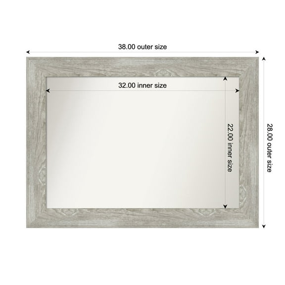 Amanti Art Custom Framed Wall and Bathroom Mirror (28 x 38 in.), Dove Greywash Frame