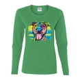 thumbnail image 2 of Cute Happy Smiling Dog Rainbow Pitbull Dog Lover Womens Graphic Long Sleeve T-Shirt, Kelly, Small, 2 of 3