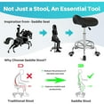 thumbnail image 3 of Saddle Stool Ergonomic- Comfortable Rolling Saddle Stool with Wide Thick Saddle Seat Padding, Swivel Adjustable Saddle Chair with Wheels and Ring Pedal for Medical Massage Salon (Dark Black), 3 of 6
