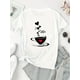 thumbnail image 2 of Camiseta Para Mujer De Verano Con Cuello Redondo Para Mochilero, Viajes, DesplazamientosCreative English Heart Coffee Pattern Printed Women'S Fashionable Round Neck Short Sleeve, Simple Casual Sport, 2 of 7