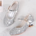 thumbnail image 7 of FAHXNVB Girls Glitter Mary Jane Heels Metallic Strap Charm Non Slip Dress Shoes Solid Color Wedding Summer Sparkly Shoes 4-12.5 Years, 7 of 7