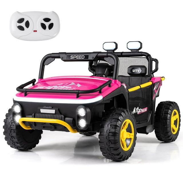 Costway 24V Ride on Toy for Big Kids 2 Seater Ride on UTV Truck Car with Remote Control Pink