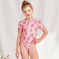 thumbnail image 2 of Fesfesfes Children's Cute Strawberry Print Short Sleeve Swimsuit with Zipper 8-14 Years Girls Bathing Suits for Every Summer Beach,Pool(Pink,13-14 Years), 2 of 9