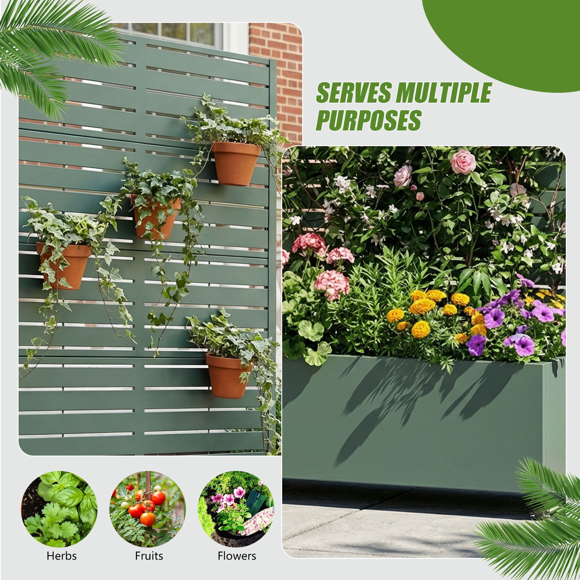 MAYEERTY 72*35in Outdoor Metal Planter Box, Rust Proof Weatherproof Planter, Modern Garden Planter for Patio, Balcony, Backyard