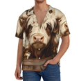 thumbnail image 2 of Kuqiui Butterfly Cow Barrel Print Men's Button Down Shirts Short Sleeve Casual Shirts Hawaiian Shirts Vacation Wedding Shirts with Pocket-X-Large, 2 of 5