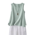 thumbnail image 2 of Womens Tank Tops Cotton Linen Casual Sleeveless Vest Summer Loose Comfy Camisole Green Tank Tops for Women, 2 of 9