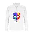 thumbnail image 4 of LMOIPLI Men's Mardi Gras Shirts Long Sleeve Dress Shirt Casual 1/4 Zip Lapel Shirts Party Carnival Printed Outfits Top White M, 4 of 5