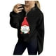 thumbnail image 1 of Mujeres Otoño Invierno Estampado de Navidad Cuello en V Cremallera Manga larga Tops Jersey Blusa Sudaderas Fridja  fhghd2660, 1 of 7
