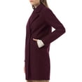 thumbnail image 4 of Unique Bargains Women's Notched Lapel Double Breasted Raglan Sleeve Winter Coat L Purplish, 4 of 7
