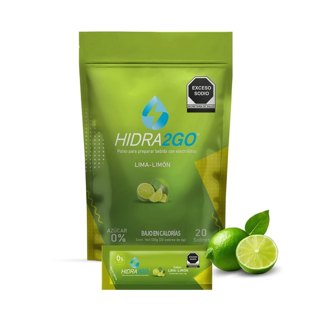 HIDRA2GO | Electrolitos en Polvo Lima-Limón Sin Azúcar con Magnesio y Vitamina C | Bolsa 20 Sobres | Hidratación para Pre Entreno Running y Actividades Deportivas