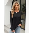 thumbnail image 2 of FUNING  Women's Color Block Tops Casual Long Sleeve Tunic Round Neck Pullover Shirts, 2 of 7