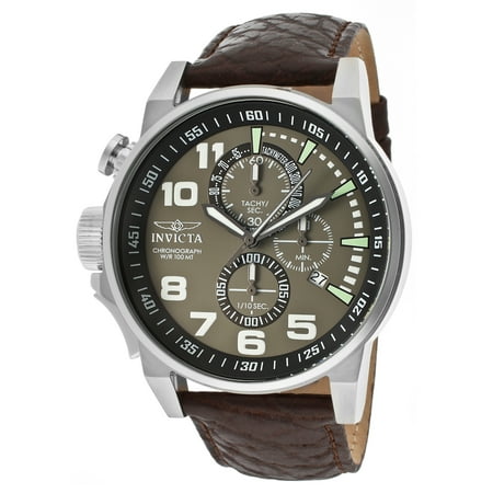 Invicta 13054 Men's I-Force Chrono Brown Genuine Leather Olive Green Dial Watch