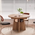 thumbnail image 2 of 59 Inch Extendable Dining Room Table for 4-8, Modern Round Kitchen Table with Storage Shelves, Oval Dinner Tables for Living Room，Walnut, 2 of 8