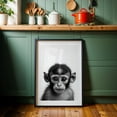 thumbnail image 6 of baby monkey - Photography Animal Wildlife Black and White Portrait Nature Illustration Black Framed Wall Art Print 12 x 18 inches, 6 of 8