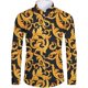 thumbnail image 1 of Camisas para hombre, estilo retro, informal, con estampado floral dorado en HD, para primavera y verano, con solapa, manga larga, tendencia de moda 2024, 1 of 6