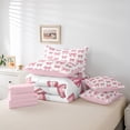 thumbnail image 6 of Feelyou Princess Pink Bowknot Bedding Comforter Set 7 Pieces for Kids, Cartoon Ribbon Ribbon Full Bedding Set, Cute Bow-tie Theme Reversible Fitted Sheet Flat Sheet, Ultra Soft Bedroom Decor, 6 of 8