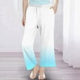 thumbnail image 6 of Riecok Girls Wide Leg Sweatpants Elastic Waist with Pockets Gradient Color Casual Trackpants Light Blue 5 Years, 6 of 8