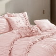 thumbnail image 3 of EvJk 7 Piece Ruched Pleat Comforter Set, Pinch Pink Romantic Bed in a Bag, King, 3 of 5