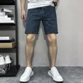 thumbnail image 5 of Pantalones vaqueros cortos para hombre, ajustados, rectos, ajustados, ajustados, de mezclilla para hombre, elásticos, azules, finos, con botones en oferta, ropa de calle, moda Y2k, popular, XL, 5 of 5