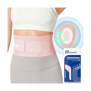 Ultra Thin Back Brace for Lower Back Pain Women, Lightweight Lower Back Support Brace for Sciatica, Scoliosis, Herniated Disc, Breathable Back Braces for Home, Work, Work Out (Pink, X-Large)