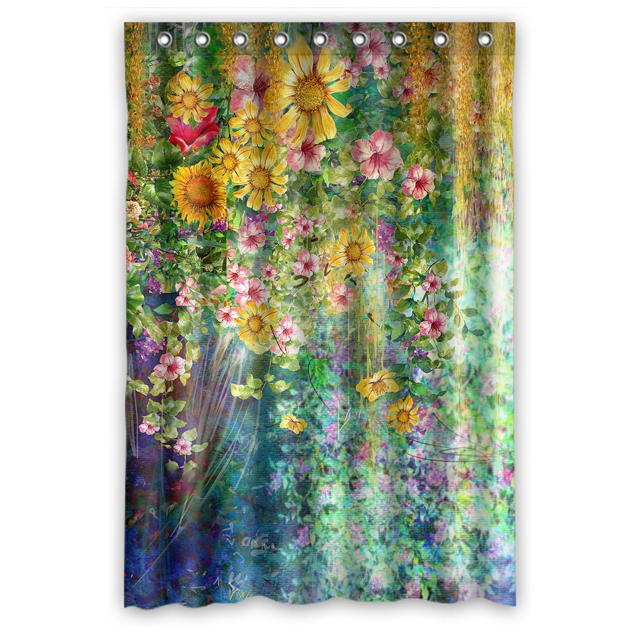 YKCG Spring Sunflower Mystic Floral Flower Waterproof Fabric Bathroom Shower Curtain 48x72 inches