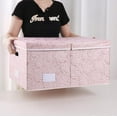 thumbnail image 6 of Jumbo Collapsible Storage Boxes with Lids Fabric Decorative Storage Bins Cubes Organizer Baskets with Cover Handles Divider for Bedroom Closet Living Room 23.2x15.7x11.6 Inch 3 Pack Pink, 6 of 14