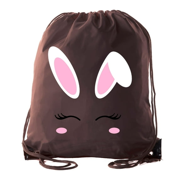 Easter Basket Bags, Bulk Drawstring Backpacks, Party Favor Goody Bags for Easter - Bunny Face
