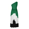 thumbnail image 4 of ZQUUVOU Women's Drawstring One Shoulder Maxi Dresses Summer Sleeveless Tie Waist Pleated Dress Green, 4 of 5