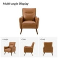 thumbnail image 6 of Faux Leather Upholstered Accent Chair Set of 2 Tufted Armchair Lounge Sofa Wood Legs Living Room Office Camel, 6 of 8