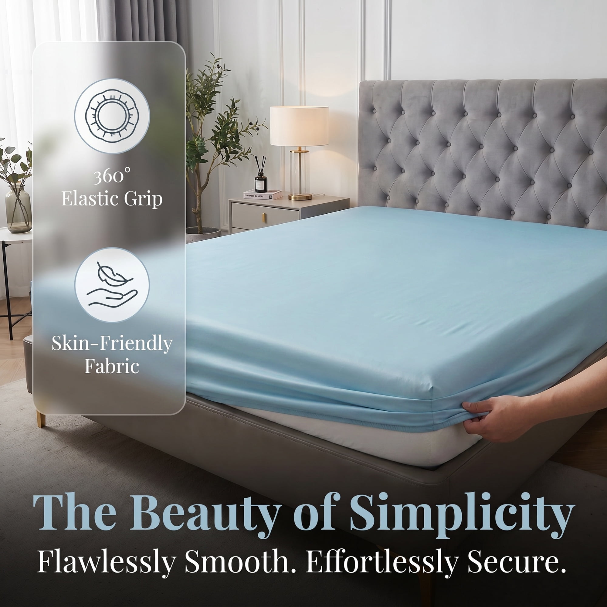 Unique Bargains Fitted Sheet Fiber Bed Sheets Breathable Soft 39.0"x74.8" Sky blue