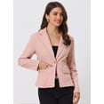 thumbnail image 2 of Chaqueta de mezclilla lavada de manga larga con botones y solapa con muesca para mujer Rosa M, 2 of 6