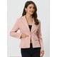 thumbnail image 2 of Chaqueta de mezclilla Allegra K de manga larga con botones y solapa con muesca Rosa L, 2 of 6