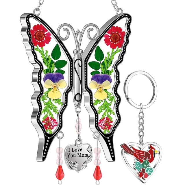 Adorno colgante KY&BOSAM con forma de mariposa y colgante con la inscripción «I Love You Mom»