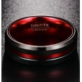 thumbnail image 4 of 8mm Black Tungsten Rings for Men Women Red Groove Wedding Bands Beveled Edges Comfort Fit Size 4-16, 4 of 5