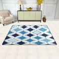 thumbnail image 3 of Carpet Mat with Memory Foam Ultra-Soft and Non-Slip Area Rug 60"x39" Blue and White Argyle Squares, 3 of 7