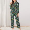 thumbnail image 2 of KLL Dinosaur Plays Soccer Print Women's Long Sleeve Pajamas with Pants Sleepwear Loungewear 2 Set-Small, 2 of 7
