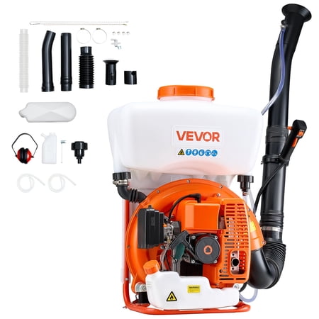VEVOR Backpack Fogger Sprayer, 63CC 3HP Engine, Gas Powered Fogger Sprayer with 4 Gallon Tank, Powder and Liquid Mister Duster System for Effective Fleas Ticks Critters Control, Gardening & Farming