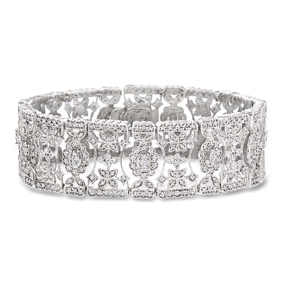 Ross-Simons 3.00 ct. t.w. Diamond Floral Bracelet in Sterling Silver, Women's, Adult