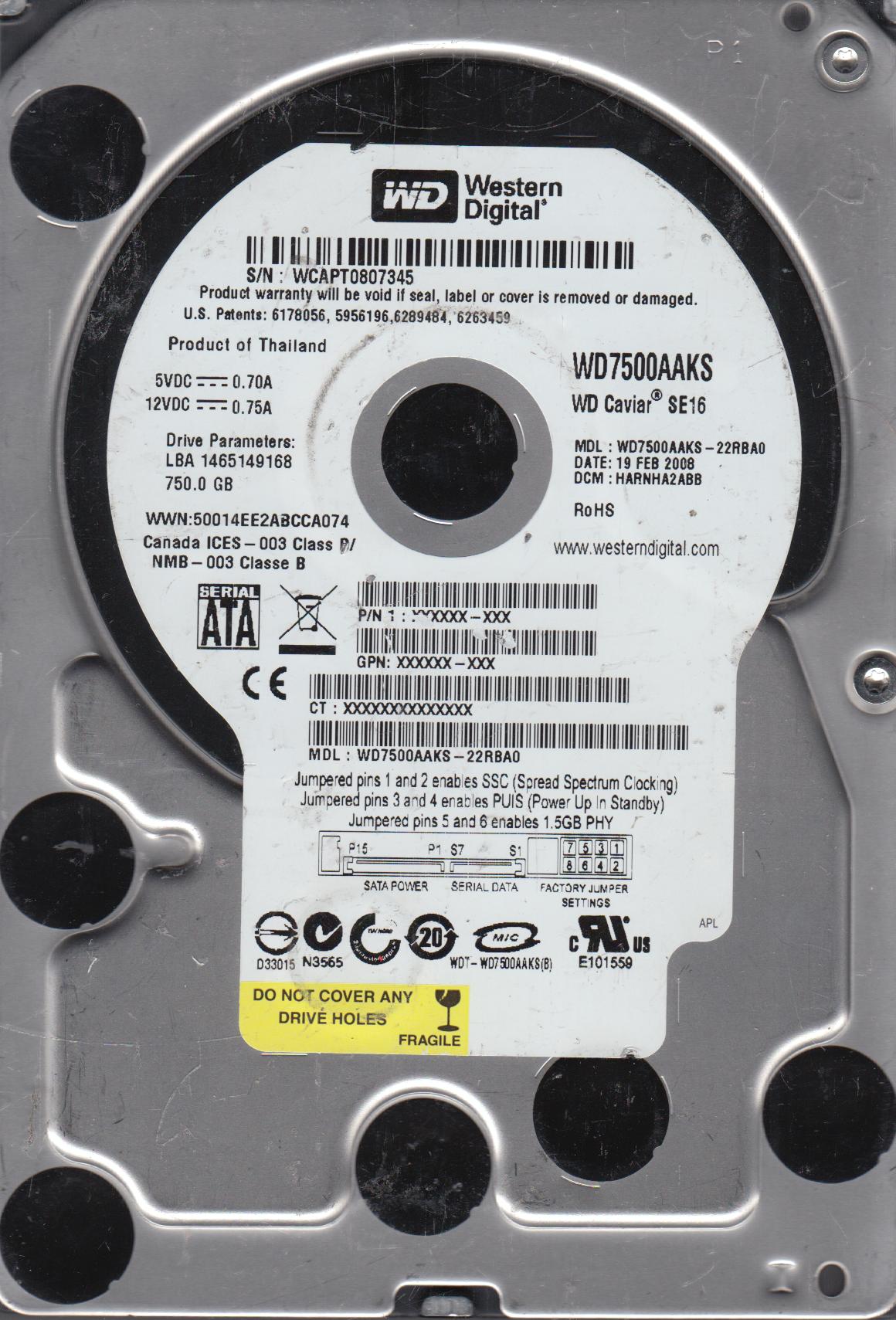 【中古】「非常に良い」Western Digital wd7500bpvx-00fa7t0?750?GB DCM : ehot2hn 中古】 Western Digital wd7500bpvx-00fa7t0?750?GB DCM ehot2hn
