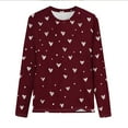 thumbnail image 5 of ClodeEU Women's Heart Print Long Sleeve Valentines Day Round Neck T Shirts ,Casual Long Sleeve Tops Wine,Womens Plus S, 5 of 7