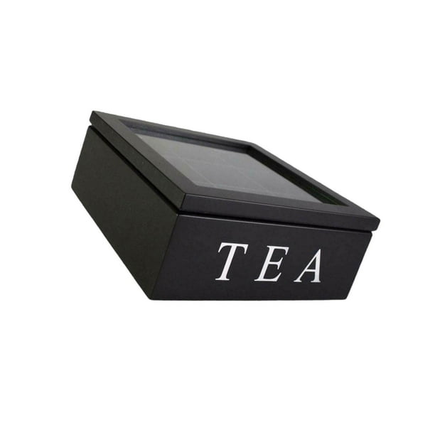 Tea Bag Box Stackable Tea Bag Storing 9 Compartments Wooden Holder Home