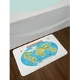 thumbnail image 2 of Science Bath Mat, Cartoon Illustrated Chart of Animals of the World and Compass on Plain Backdrop, Plush Bathroom Decor Mat with Non Slip Backing, 29.5" X 17.5", Multicolor, by Ambesonne, 2 of 2