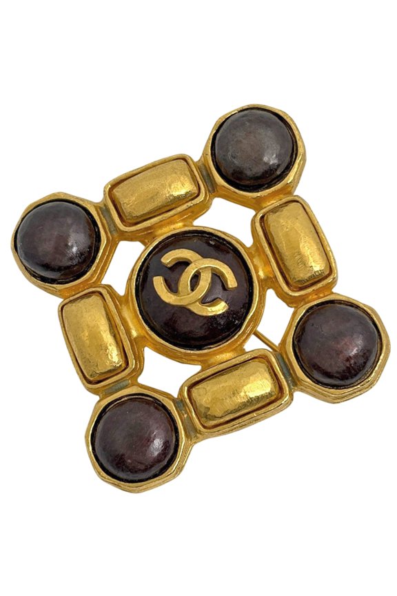 Pre-Owned Chanel Coco Mark Brooch, GP Gold, Women's
