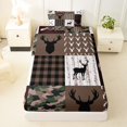 thumbnail image 3 of Castle Fairy Rustic Deer Hunting Twin Sheets 3pcs,Vintage Checkered Camo Bedding,Gray Black White,1 Fitted Sheet, 1 Flat Sheet and 1 Pillowcase, 3 of 6