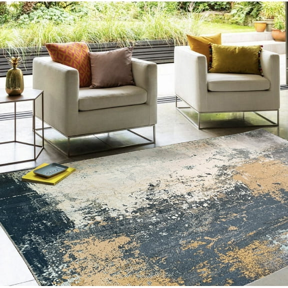 Dark Beige Tones Vintage Print Design Area Rug/ Carpet