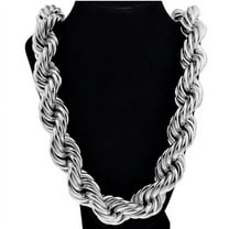 Mens Rope Chain 36" Inch x 25MM Wide Silver Tone Huge Hollow Dookie 1980's Rapper Necklace