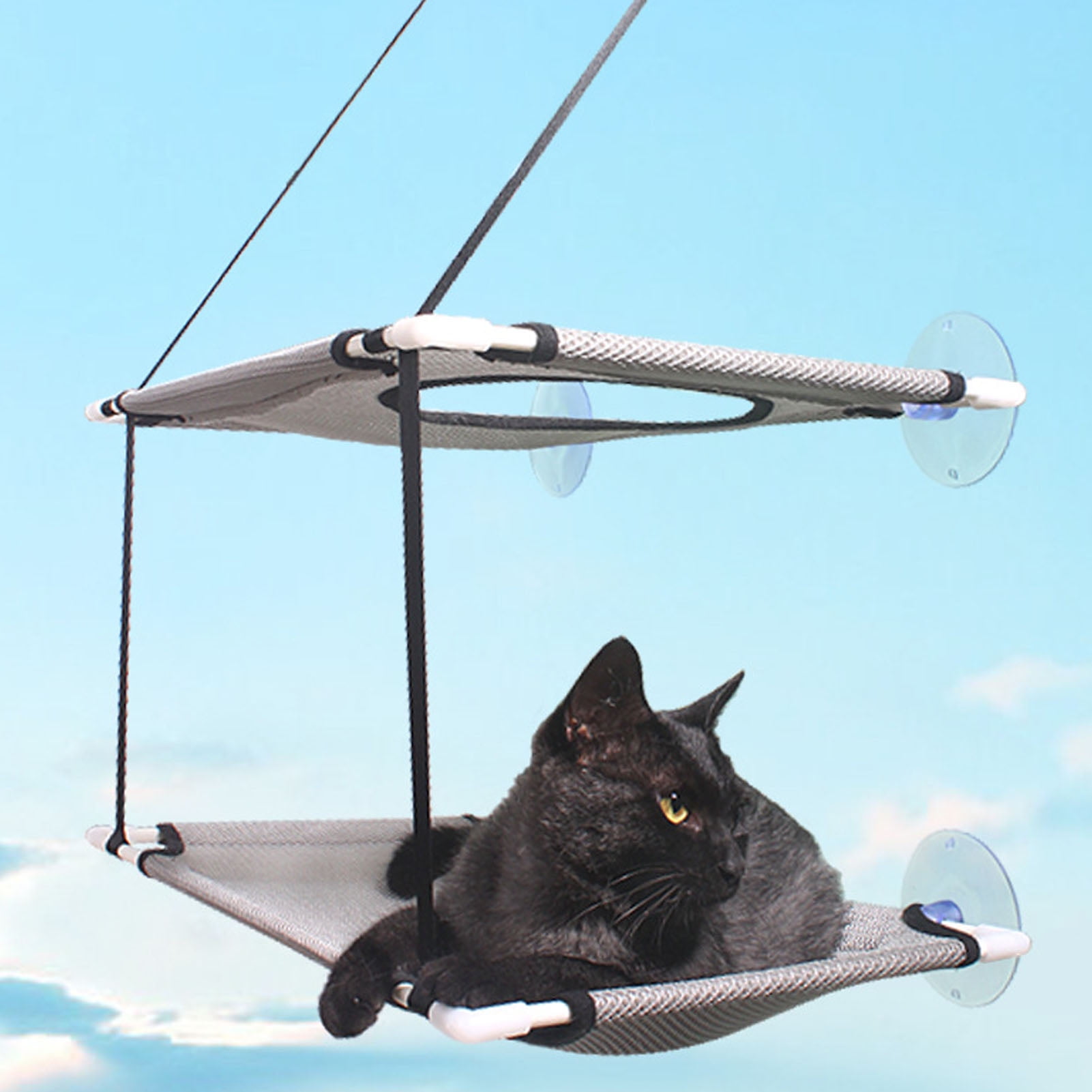 NFTIGB Cat Window Hammock Bed Sturdy Suction Cup Double Layer Soft Easy Installation Cat Perch Seat for Balcony Resting Gray (19.68 inches / 50 cm, 1.56 lbs / 0.71 kg)