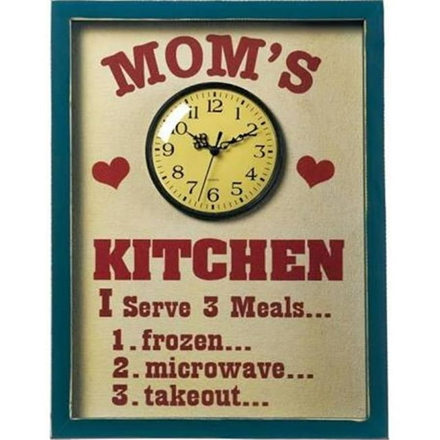 AE Wholesale 10018145 Moms Kitchen Wood Sign with Clock